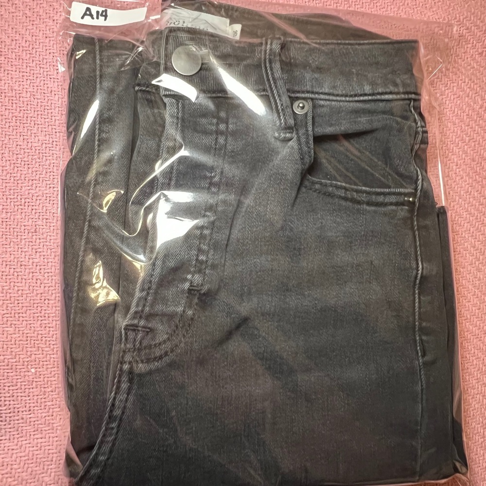 Böhme Womens Wide Leg Jeans Washed Black High Rise Raw Hem Size 26 - Picture 9 of 9